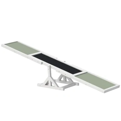 Abbildung von PawHut Agility Hürde Hundewippe Rutschfest Hunde Agilitäts Rampe für unter 30 kg, Tannenholz, Wippe aus Holz (1 tlg) Balance, 180 x cm Weiß