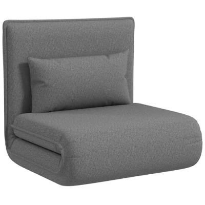 Abbildung von HOMCOM Relaxsessel 3 in 1 Klappbar, Gepolstert, mit Schlaffunktion, bis 150 kg belastbar (Bodensofa, St., Schlafsofa), für Schlafzimmer, Wohnzimmer, Dunkelgrau