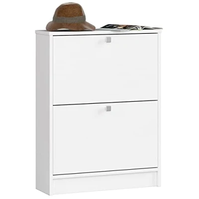 Abbildung von Home Collective Schuhschrank mit 2 Flügeltüren, Elegant, Flur, Schlafzimmer, Schuhregal, Schuh Schrank 80x60x20cm (HxBxT), in weiß