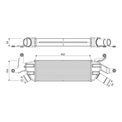 Abbildung von VALEO 818370 Ladeluftkühler Aluminium ohne Sensor MITSUBISHI: Outlander 2 SUV, CITROËN: C Crosser SUV