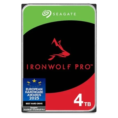 Abbildung von Seagate IronWolf Pro 4 TB, NAS interne Festplatte, 3.5 Zoll, 7200 U/Min, CMR, 256 MB Cache, SATA 6 GB/S, inkl. 3 Jahre Rescue Service, Modellnr.: ST4000NT001