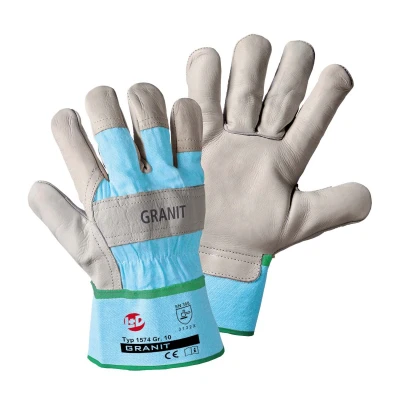 Abbildung von L+D 1574 11 Schutzhandschuh grau, himmelblau Rindleder