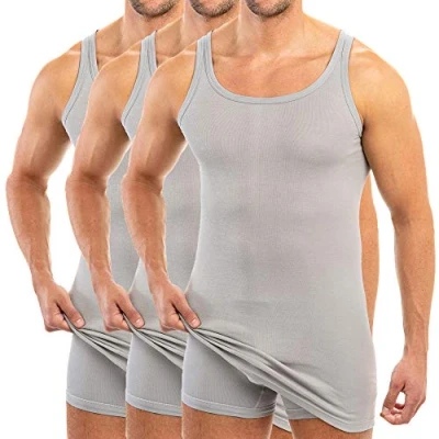 Abbildung von HERMKO 3007 3er Pack extralanges Herren Unterhemd (+10 cm) Tank Top aus 100% Bio Baumwolle, Größe:D 10 = EU 4XL, Farbe:grau