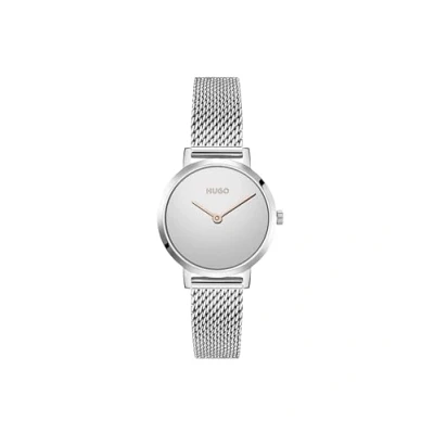 Abbildung von HUGO Analog Quarzuhr für Damen mit Silbernes Edelstahl Mesh Gliederarmband 1540084