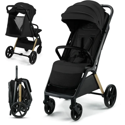 Abbildung von Kinderkraft LOOM Buggy bis 27 kg, Kinderwagen, vergrößerte Verdeck, Gepolsterte Räder, liegende Position, geringe Gewicht 9kg geräumige Korb, kompakten Abmessungen, Schwarz