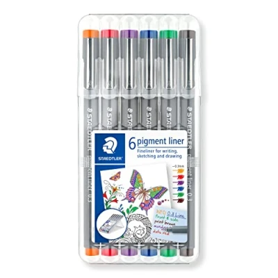 Abbildung von Staedtler pigment liner fineliner Box 0,3 mm 6 kleuren 30803 SSB6