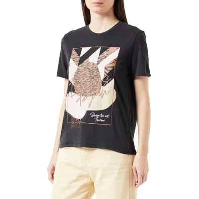 Abbildung von ONLY Damen Onlfree Modal S/S Atelier Top Box Jrs, Black/Print:bisous, S