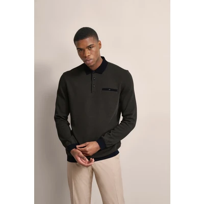 Abbildung von bugatti MIT Strukturkragen Poloshirt, Herren, Größe: Large, Oliv