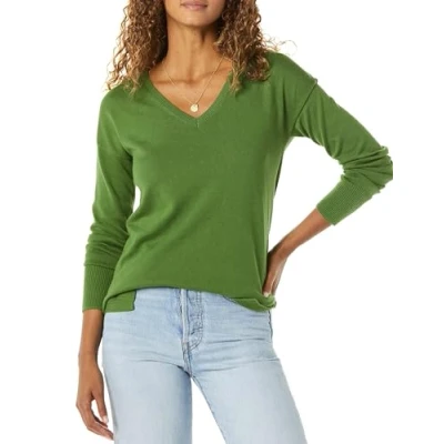 Abbildung von Amazon Essentials Damen Leichter Tunika Pullover Mit Langen Ärmeln Und V Ausschnitt (Erhältlich In Übergröße), Grün, S