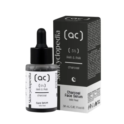 Abbildung von Skincyclopedia Aktivkohle Serum mit AHA und PHA, Peeling Gesichtsserum, Charcoal Liquid Exfoliant, verbessert das Hautbild, hochwirksame Gesichtspflege, 30ml