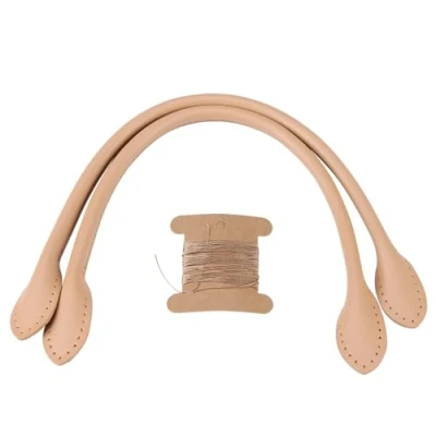Abbildung von 2PCS Echtledertaschengurte Griff Oberschicht Rindsleder für DIY Handzubehör Austausch Austauschbarer Schultergurtriemen(Beige)