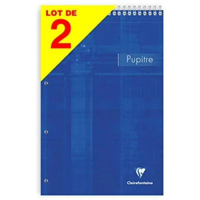Abbildung von Clairefontaine 86152AMZC Set mit 2 Spiralblöcken Pupitre, 80 Blatt, mikroperforiert, 4 fach gelocht, 21 x 31,8cm, 90g, kariert, 1 Set, farbig sortiert
