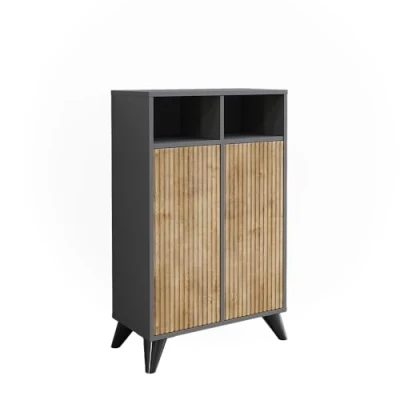 Abbildung von Vicco Midischrank Leano, Anthrazit/Bergeiche, 60 x 97 cm mit 2 Türen