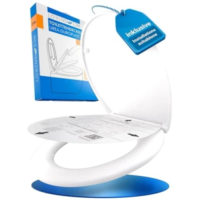 Abbildung von LOBENSWERK Toilettendeckel mit Absenkautomatik [Einfache Montage] antibakteriell &amp; UV beständig Quick Release Funktion Klodeckel, Klobrille, WC Sitz inkl. Installationsschablone