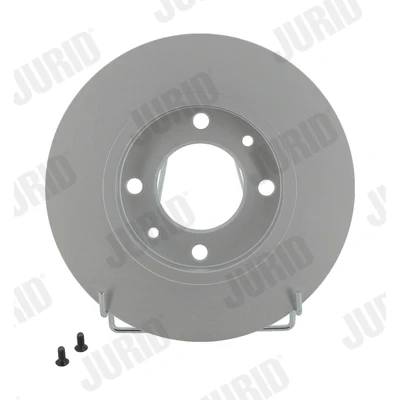 Abbildung von JURID 562130JC Bremsscheibe 247 9 4 108 voll beschichtet mit Schrauben CITROËN: C4 I Schrägheck, Coupe, C3 PEUGEOT: 307 CC