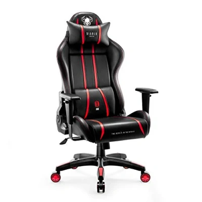 Abbildung von Diablo X One 2.0 Gaming Stuhl Bürostuhl Schreibtischstuhl Verstellbare Armlehnen Ergonomisches Design Nacken/ Lendenkissen Rot King (XL)