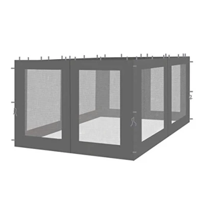 Abbildung von Quick Star Pavillonseitenteil 4 Seitenteile mit Netz Rankpavillon 3x3m Anthrazit, 300x195 cm, Mittig angebrachte Reißverschlüsse
