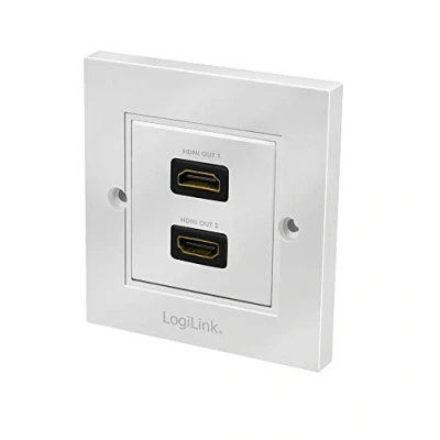 Abbildung von LogiLink AH0018 HDMI Wanddose mit 2X High Speed with Ethernet Kupplung (aussen Buchse/innen Buchse) in weiß