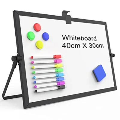 Abbildung von OWill Whiteboard Magnetisch,30x40cm magnettafel kinder,whiteboard klein mit ständer,schreibtafel abwischbar A3 mini whiteboard,tragbare doppelseitige white board,für Schule &amp; Haus und Büro(schwarzes)