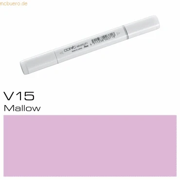 Abbildung von COPIC Sketch Marker Typ V 15, Mallow, professioneller Pinselmarker, mit einer Super Brush Spitze und Medium Broad