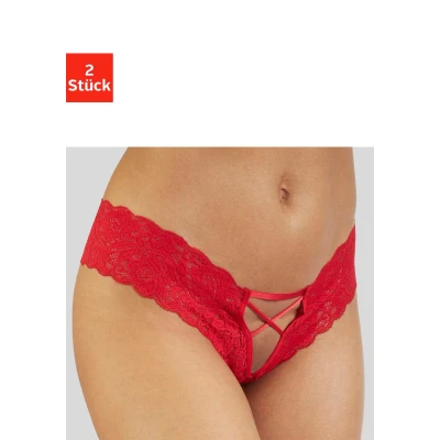 Abbildung von petite fleur gold Panty Ouvert, im günstigen Doppelpack, mit edlen Schnürungen, Reizwäsche