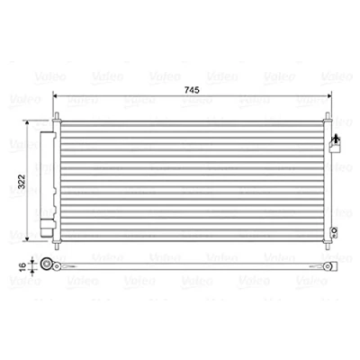 Abbildung von VALEO 814413 Klimakondensator mit Trockner Aluminium 322 R 134a HONDA: Jazz 3 Schrägheck
