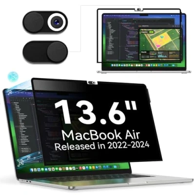 Abbildung von Blickschutzfilter Kompatibel Mit MacBook Air 13,6 Zoll (2022 2024, M2 M3), MagicSuction Abnehmbar Anti Glare Blaulicht Laptop Privacy Screen Blickschutzfolie Sichtschutz für Mac 13&quot; (A2681 A3113)