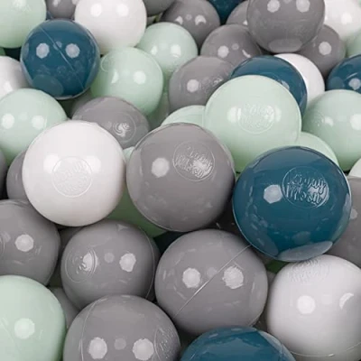 Abbildung von KiddyMoon 50 Bälle/7Cm Kinder Bälle Spielbälle Für Bällebad Baby Einfarbige Plastikbälle Made In EU, Dunkeltürkis/Grau/Weiß/Minze