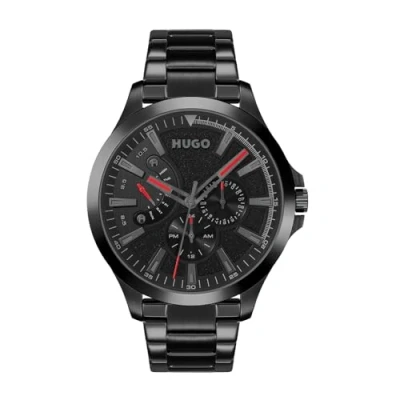 Abbildung von HUGO Multi Zifferblatt Quarz Uhr für Herren mit Schwarzes Edelstahlarmband 1530175