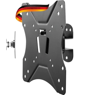 Abbildung von Schwaiger 719383 TV Wandhalterung, (bis 46 Zoll, neigbar, schwenkbar, bis 25kg, 200x200mm, integriete Wasserwaage, schwarz)