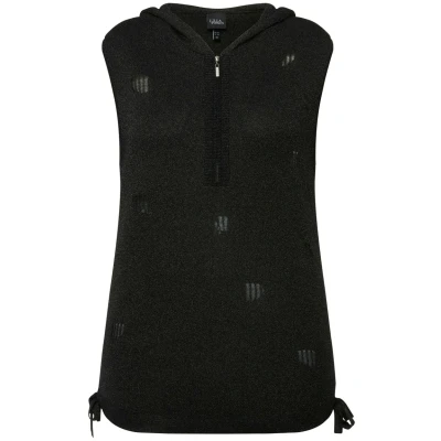 Abbildung von Ulla Popken Distressed LOOK Hooded Weste, Damen, Größe: 50/52, Black