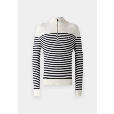 Abbildung von Tommy Hilfiger Racking Structure ZIP MOCK Strickpullover, Herren, Größe: Small, Ivory petal/desert sky