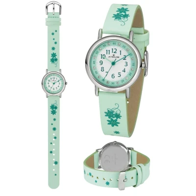 Abbildung von Kinderuhr Blumen mint Glitzersteinchen Atrium