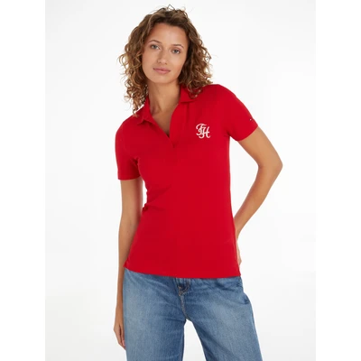 Abbildung von Tommy Hilfiger Poloshirt &quot;SLIM TH Script OPN NK POLO SS&quot;, mit Logo Schriftzug