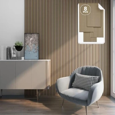 Abbildung von neu.holz 3D Wandpaneel, (Set, 8 tlg) »Vang« Akustik Wandpaneel Walnuss, hell 5,76m²