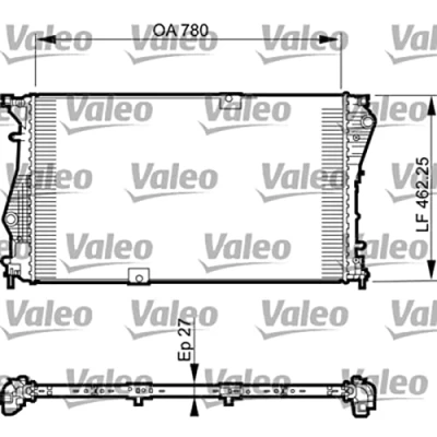 Abbildung von VALEO 735599 Kühler, Motorkühlung Aluminium 780 462 27 Kühlrippen gelötet OPEL: Vivaro A Kastenwagen, Combi, Pritsche / Fahrgestell