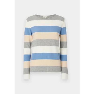 Abbildung von TOM Tailor Structured Striped Strickpullover, Damen, Größe: XS, Beige/blue