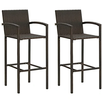 Abbildung von vidaXL 2X Barhocker Barstuhl Tresenhocker Thekenhocker Tresenstuhl Thekenstuhl Küchenhocker Bar Stuhl Hocker Innen Außen Braun Poly Rattan
