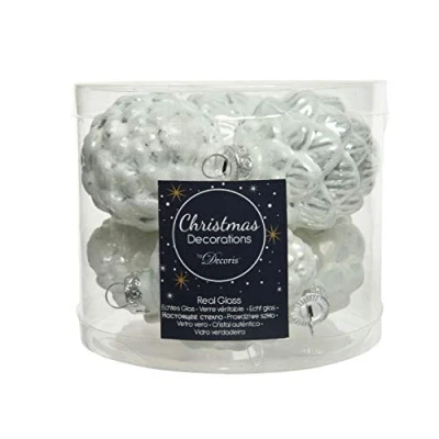 Abbildung von Tannenzapfen Glas d5h7 cm Winter weiß 6pcs Weihnachtsdekoration Decoris