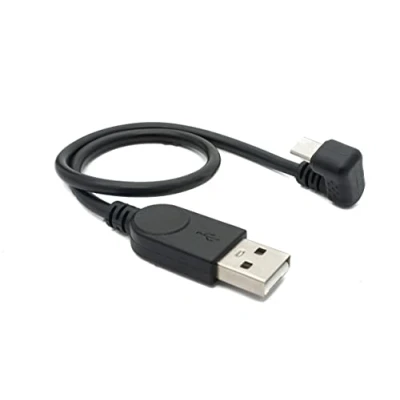 Abbildung von System S USB 2.0 Kabel 30 cm Micro B Stecker zu Typ A 180 Winkel Adapter Schwarz