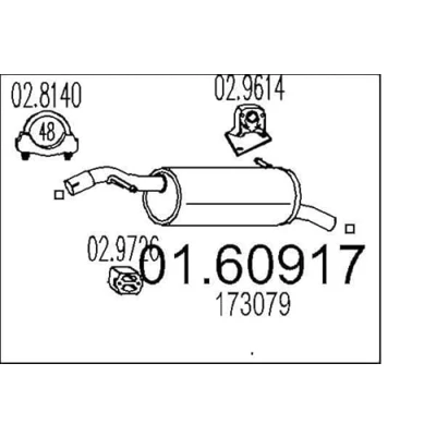Abbildung von MTS 01.60917 Endschalldämpfer 990 PEUGEOT: 207 Schrägheck