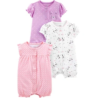 Abbildung von Simple Joys by Carter&#039;s Baby Mädchen 3 Pack Snap up Rompers Strampelhose, Hellrosa/Lila Punkte/Weiß Einhorn, 0 Monate (3er Pack)
