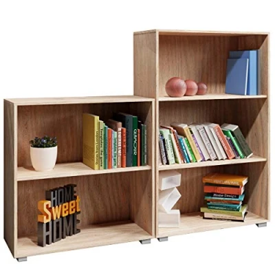 Abbildung von Casaria Bücherregal Vela, Eiche Holz 2+3 Fächer Set Kinder Standregal Küche Büroregal für Ordner