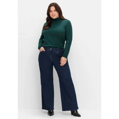 Abbildung von Sheego Weite Highwaist Jeans Relaxed Fit, Damen, Größe: 46, Dark blue denim