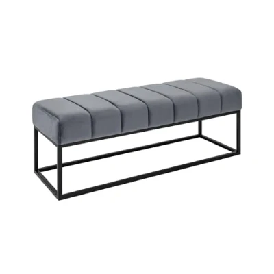 Abbildung von riess ambiente Sitzbank PETIT BEAUTÉ 110cm silbergrau / schwarz (Einzelartikel, 1 St), Flur · Samt Metall Schlafzimmer Design