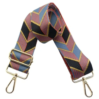 Abbildung von 5cm Taschengurte Breit zum Wechseln, Verstellbarer Schultergurt für Tasche mit Goldener Karabiner Schulterriemen, Umhängegurt fur Damen Handtaschen Crossbody DIY Zubehör (Schwarz/Blau)