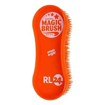 Abbildung von RL24 Bürste MagicBrush Hufkratzer für Pferde reinigt den Hufstrahl orange Pferdebürste Fellwechsel entfernt hartnäckigen Schmutz Fellbürste &amp; Schweißmesser in 1 Zubehör