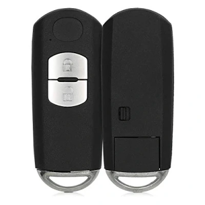 Abbildung von kwmobile Autoschlüssel Gehäuse kompatibel mit Mazda 2 Tasten Keyless Go ohne Transponder Batterien Elektronik Auto Schlüsselgehäuse Schwarz