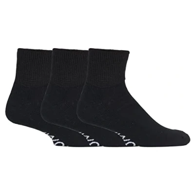 Abbildung von IOMI 3er pack kurz sneaker baumwolle ohne gummi extra weit diabetikersocken kurzsocke für sommer (43 45 eur, Black (Short))