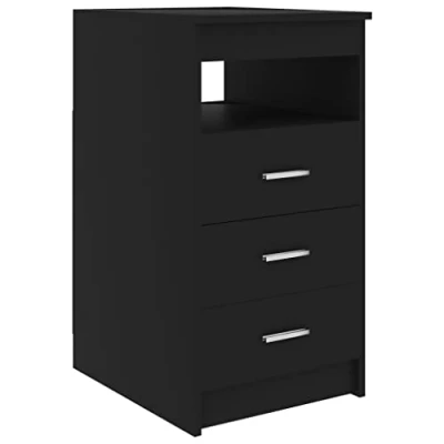 Abbildung von vidaXL Sideboard mit Schubladen Kommode Anrichte Schrank Mehrzweckschrank Beistellschrank Schubladenschrank Schwarz 40x50x76cm Holzwerkstoff